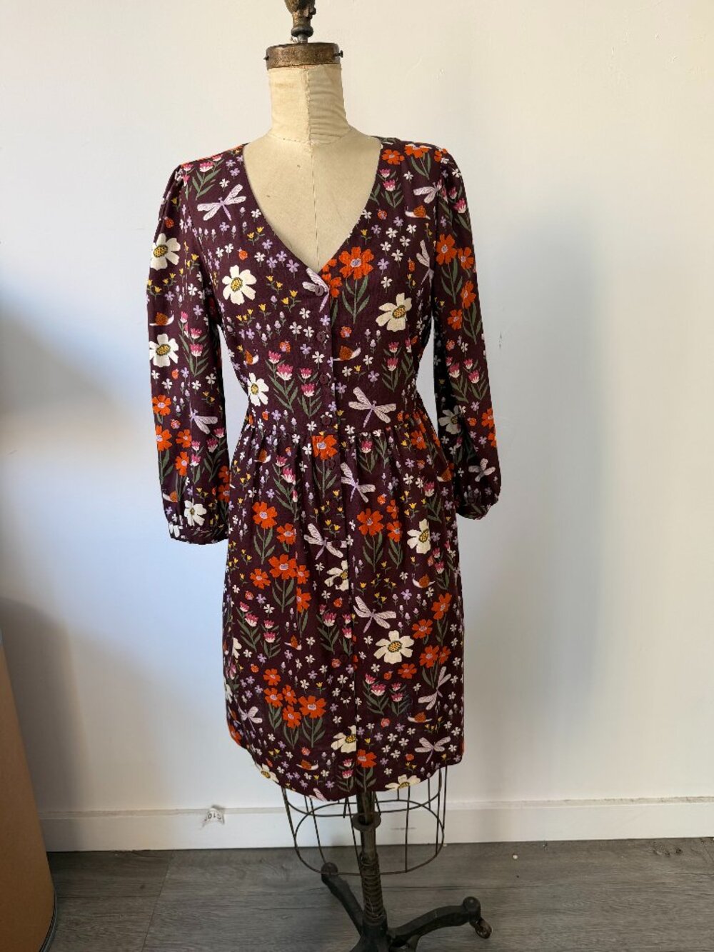Princess Highway Floral Dress Size 12 Vintage Style Long Sleeve